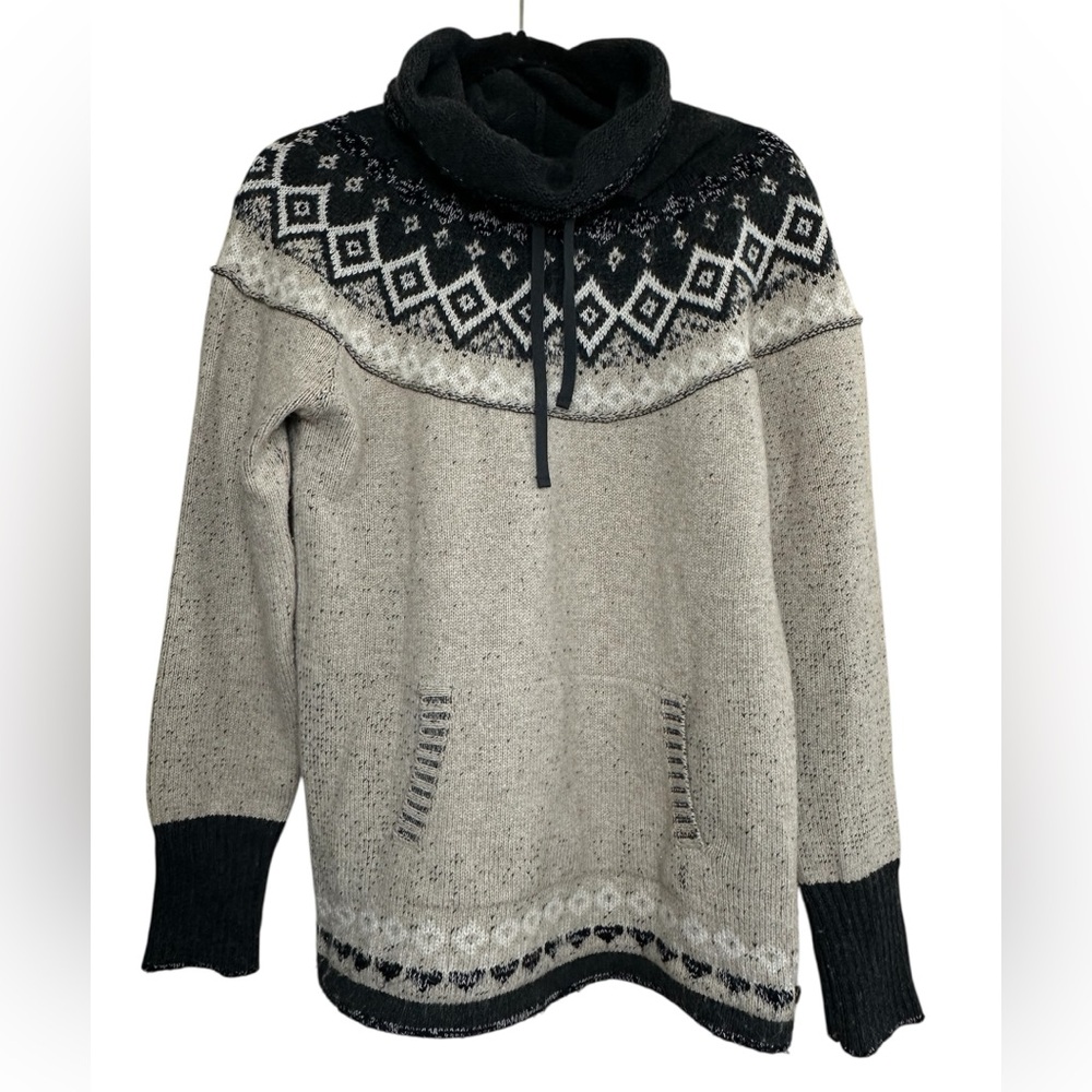 Eddie Bauer Sweater Cowl Neck Fair Isle Medium Women Wool Mohair Blend